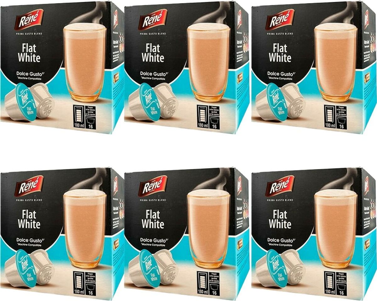 Café René - Flat White Tilbudspakke (96 stk) - Kapsler til Dolce Gusto