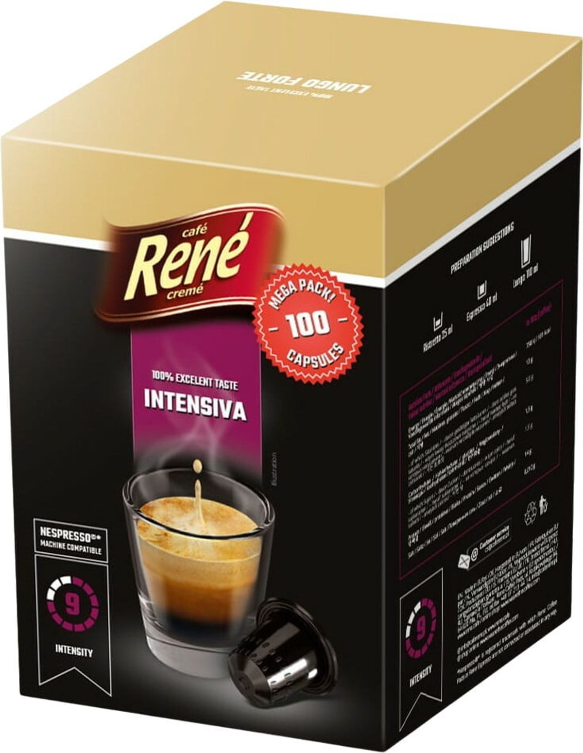 Café René - Intensiva (100 stk) - Kapsler til Nespresso