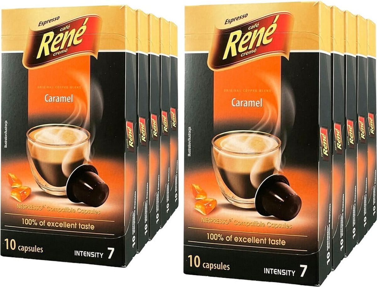 Café René - Karamel Tilbudspakke (100 stk) - Kapsler til Nespresso