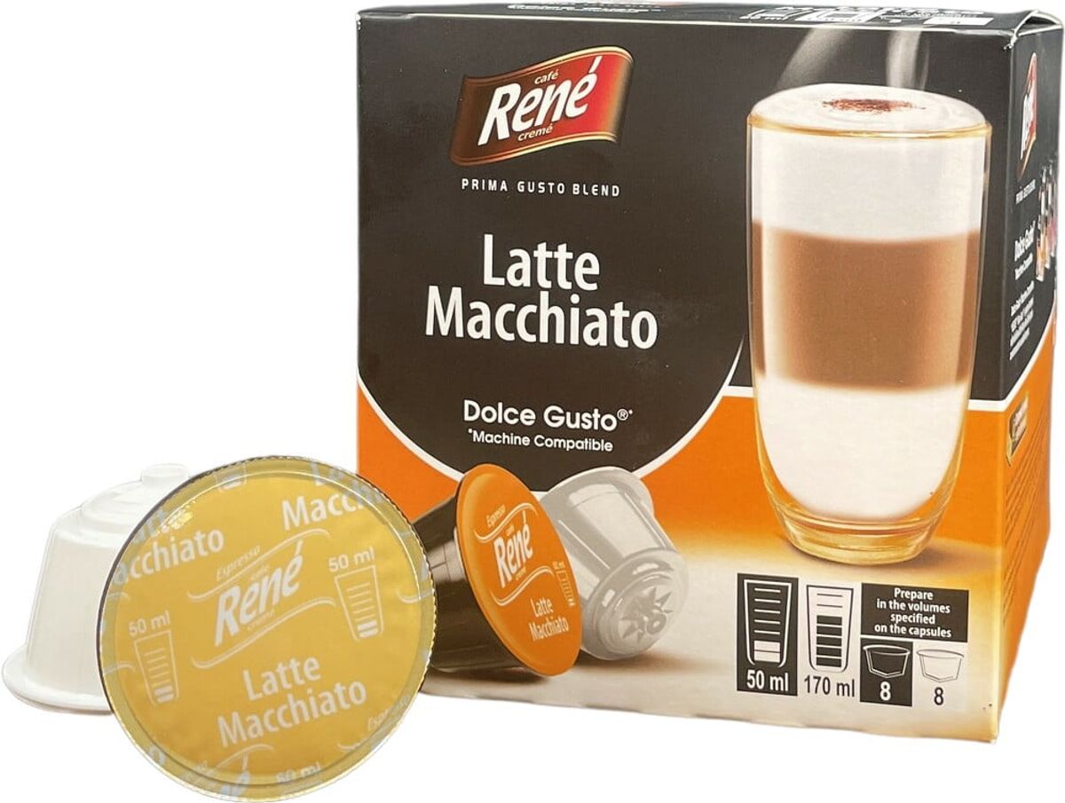 Café René - Latte Macchiato (16 stk) - Kapsler til Dolce Gusto