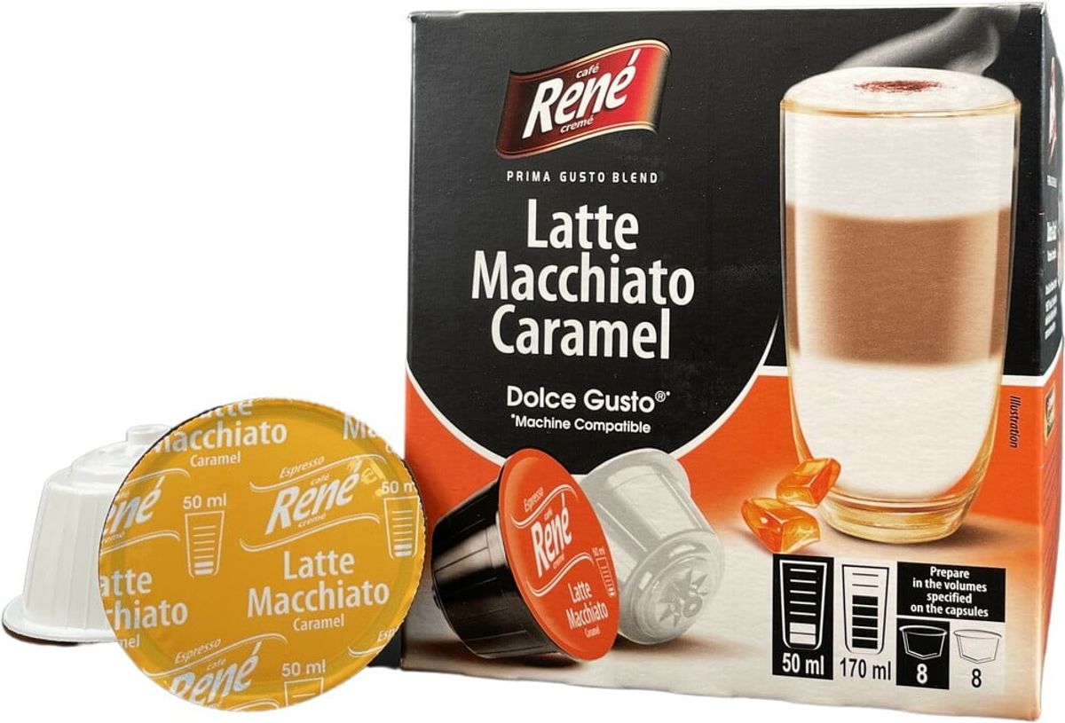 Café René - Latte Macchiato Caramel (16 stk) - Kapsler til Dolce Gusto