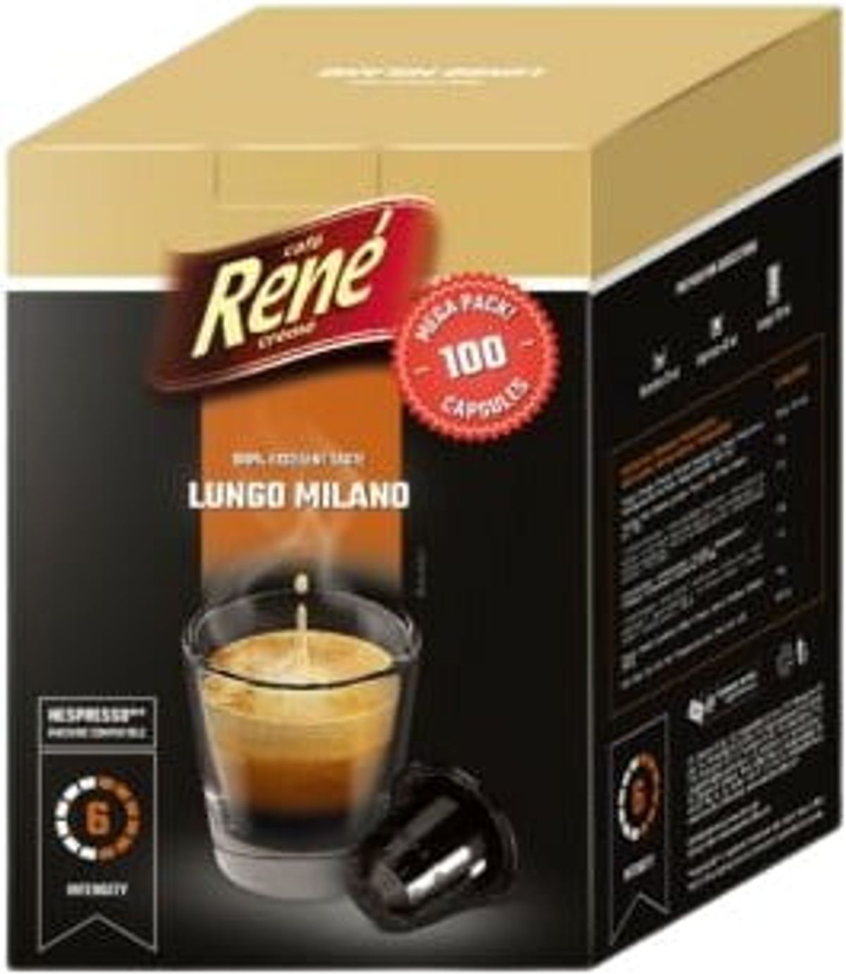 Café René - Lungo Milano (100 stk) - Kapsler til Nespresso