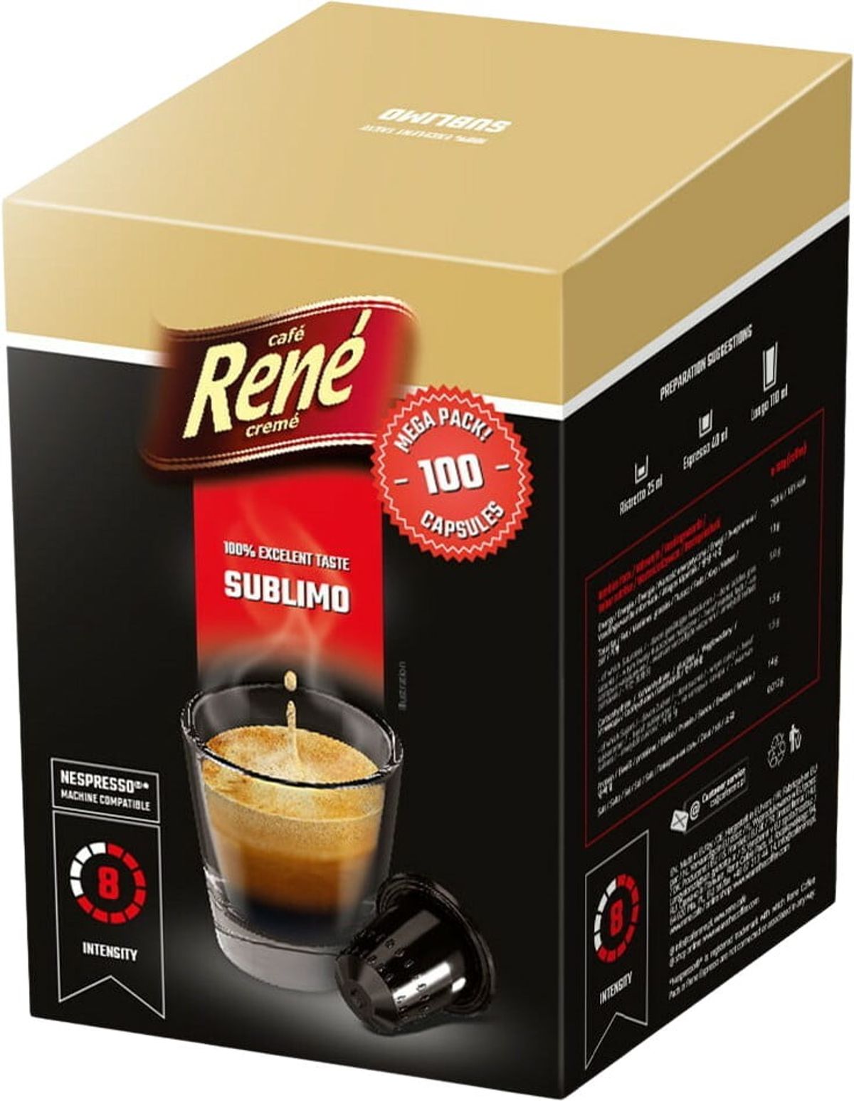 Café René - Sublimo (100 stk) - Kapsler til Nespresso