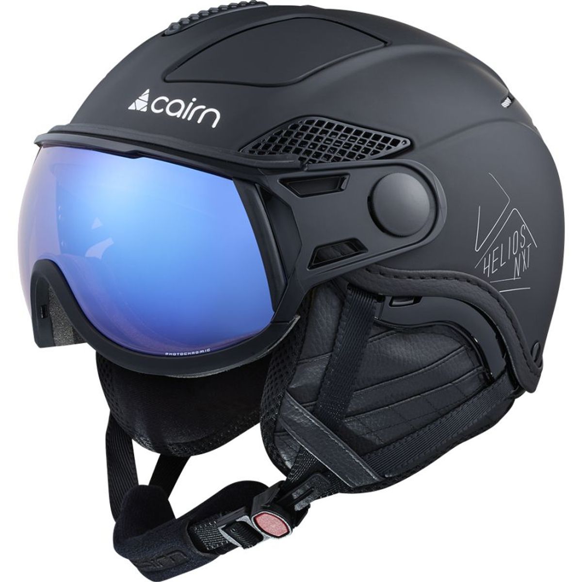 Cairn Helios Leather Evolight NXT, skihjelm med visir, mat sort