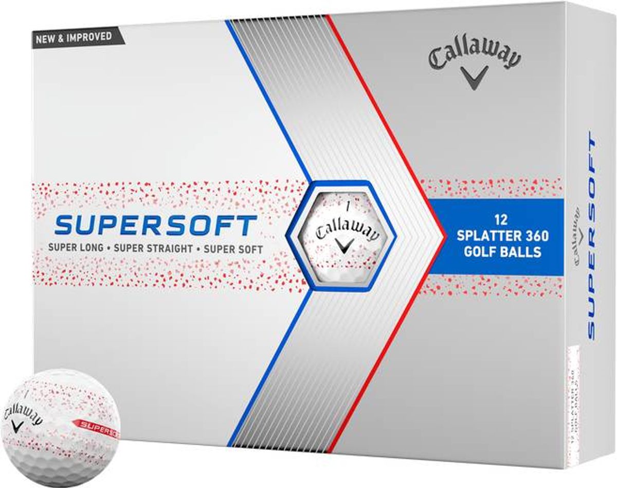 Callaway Supersoft Splatter Golfbolde - Hvid/Rød