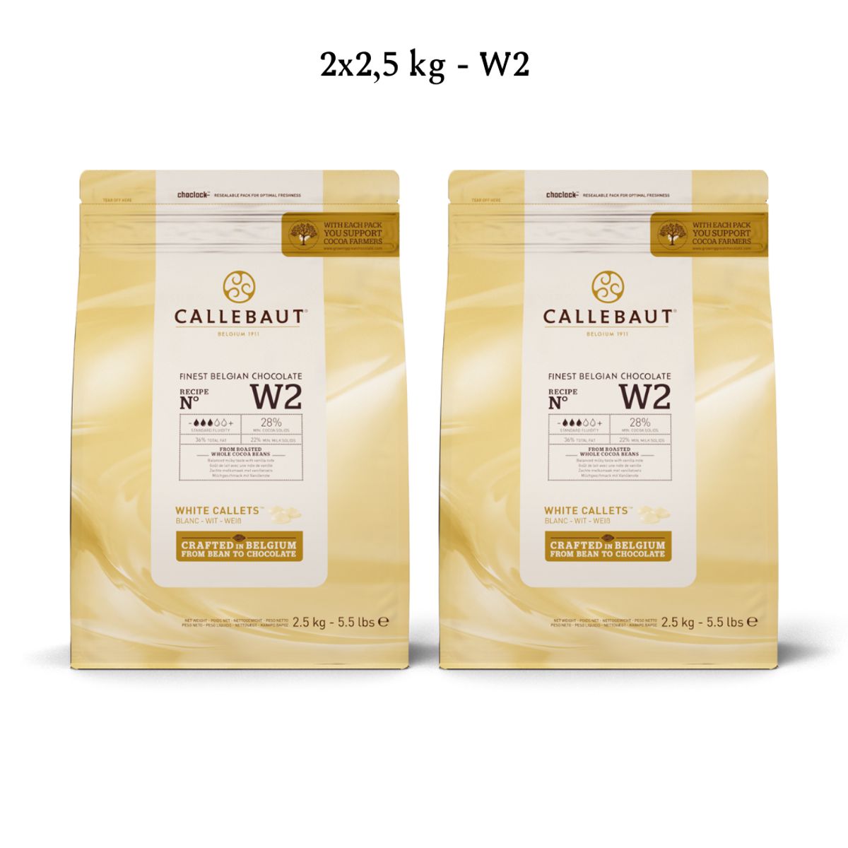 Callebaut Chokolade Callets 2x2,5 kg - W2 hvid