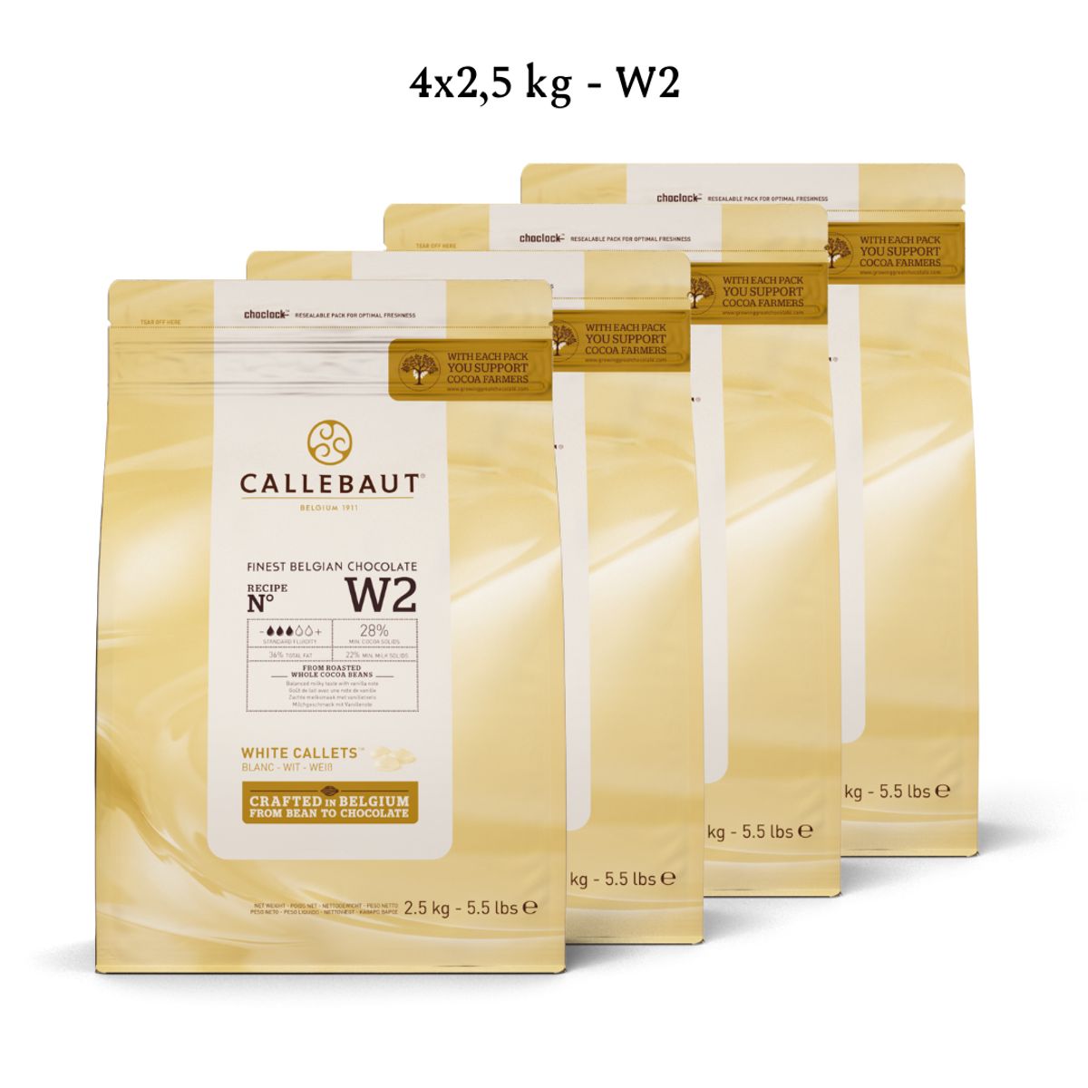 Callebaut Chokolade Callets pakke 4x2,5 kg - hvid W2