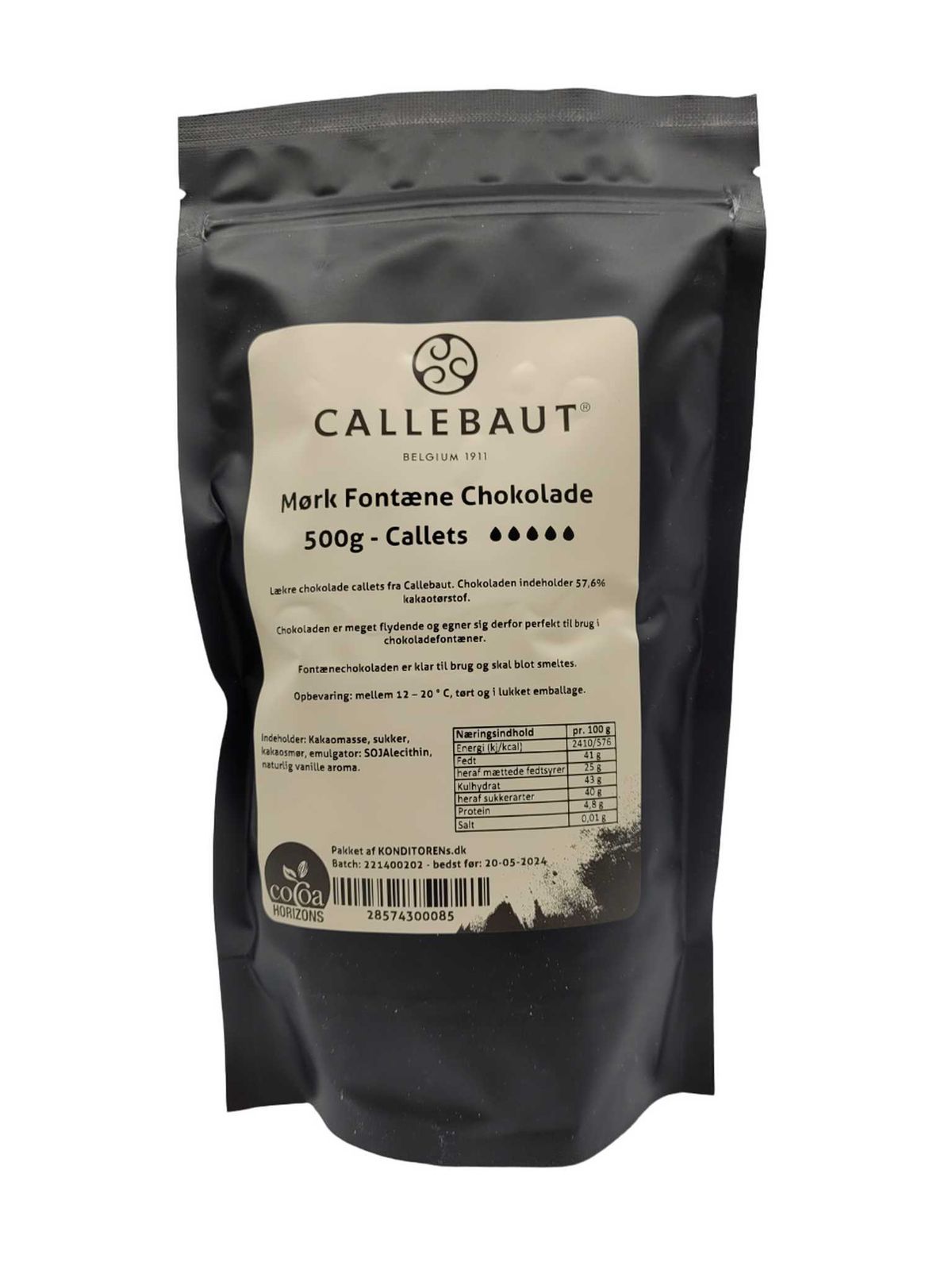 Callebaut - Fontæne Chokolade Mørk, 500g