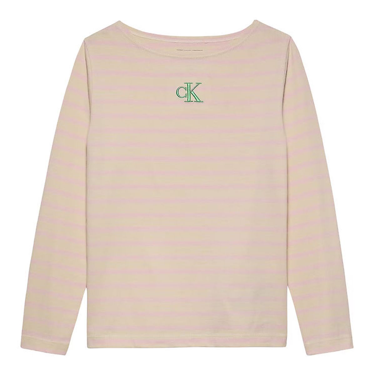 Calvin Klein Bluse - Boatneck Stripe - Turtledove/Chalk Pink Str