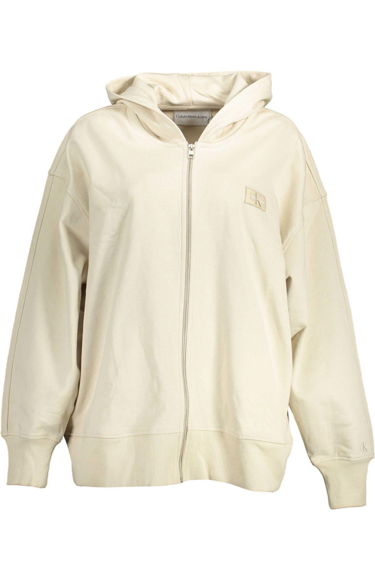 Calvin Klein Chic Beige Embroidered Zip Hoodie