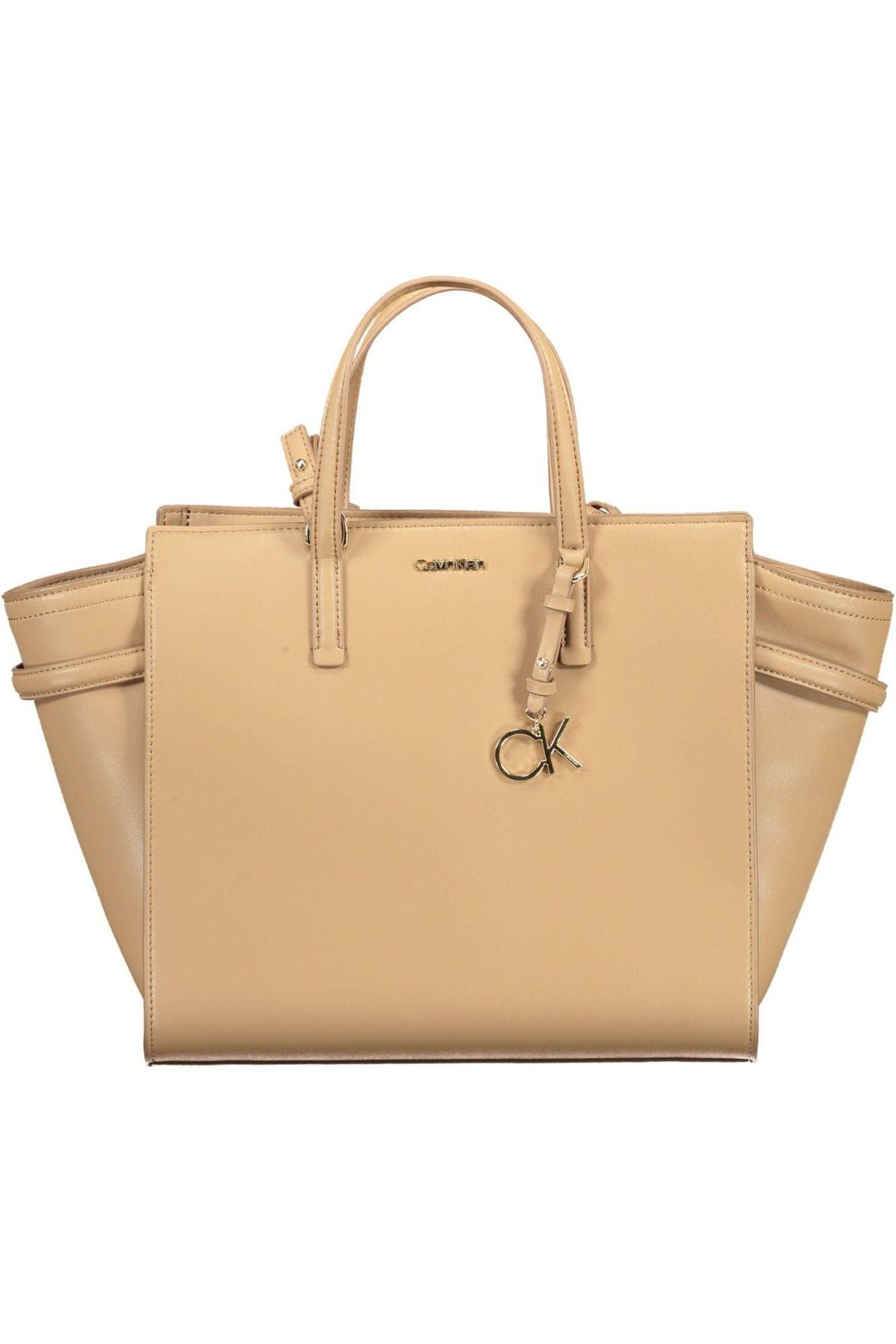 Calvin Klein Chic Beige Handbag with Contrasting Details