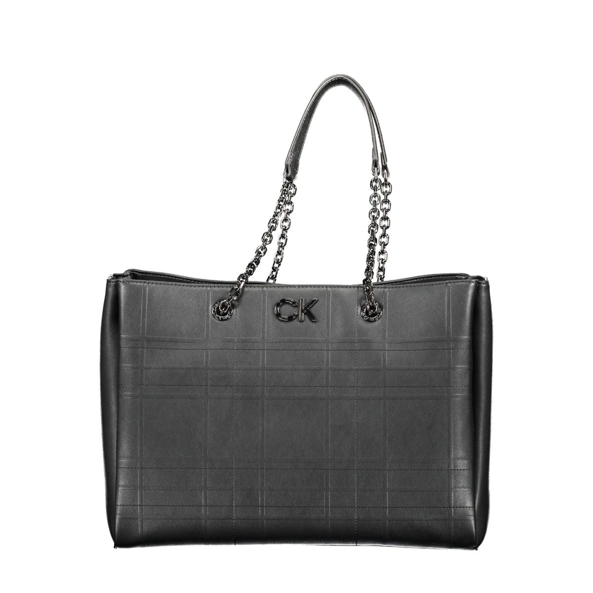 Calvin Klein Chic Black Dual-Handle Chain Shoulder Bag