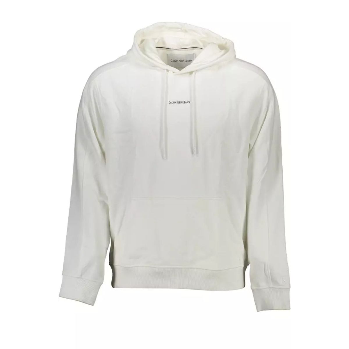 Calvin Klein Elegant White Hooded Sweatshirt with Logo Print