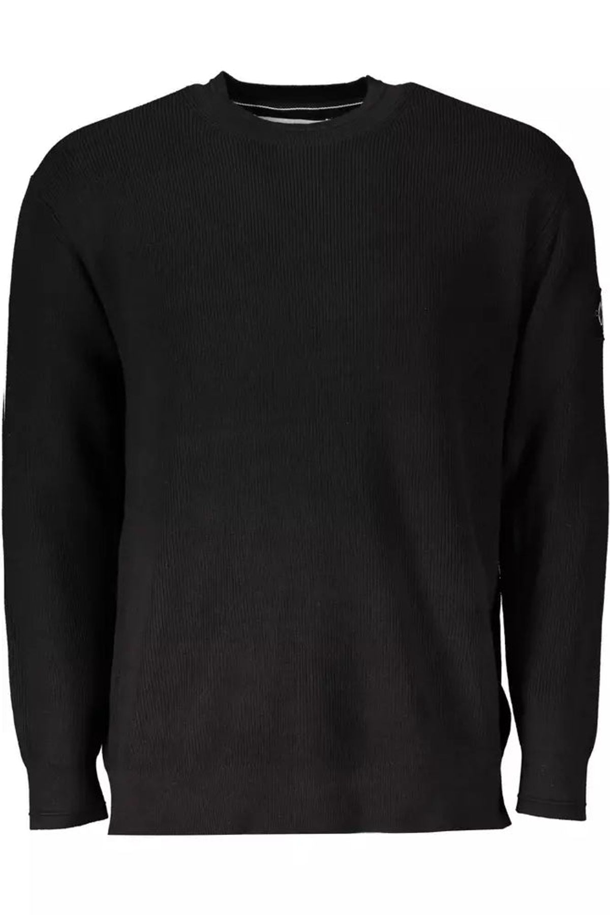 Calvin Klein Elevated Black Cotton Sweater with Logo Detail