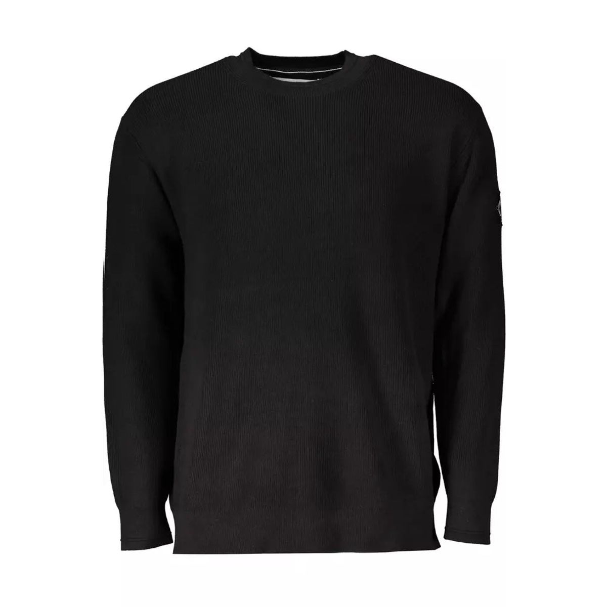 Calvin Klein Elevated Black Cotton Sweater with Logo Detail