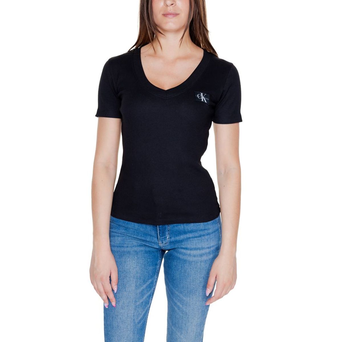 Calvin Klein Jeans Black Cotton Rigenerato Tops & T-Shirt