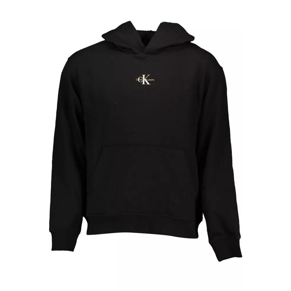 Calvin Klein Sleek Black Hooded Sweatshirt with Logo Design