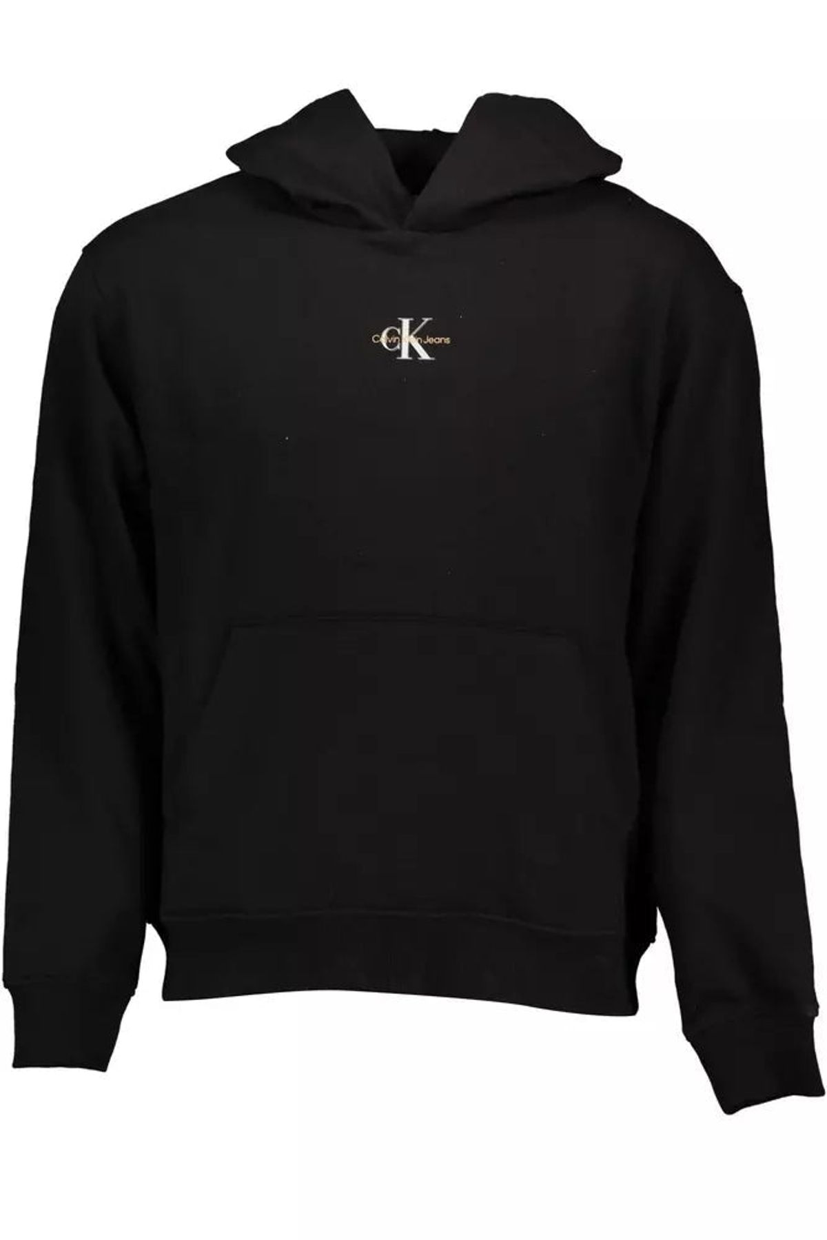 Calvin Klein Sleek Black Hooded Sweatshirt with Logo Design