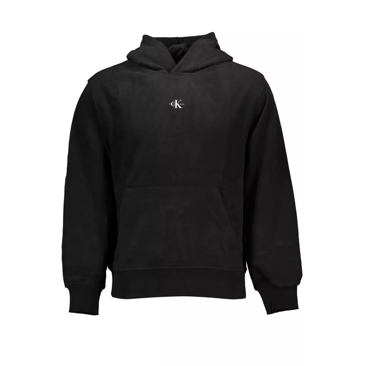 Calvin Klein Sleek Black Hooded Sweatshirt with Print