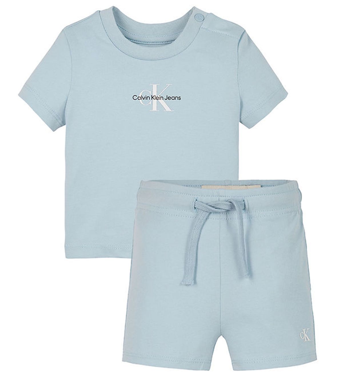 Calvin Klein Sæt - Shorts/T-shirt - Monogram Logo - Niagara Mist