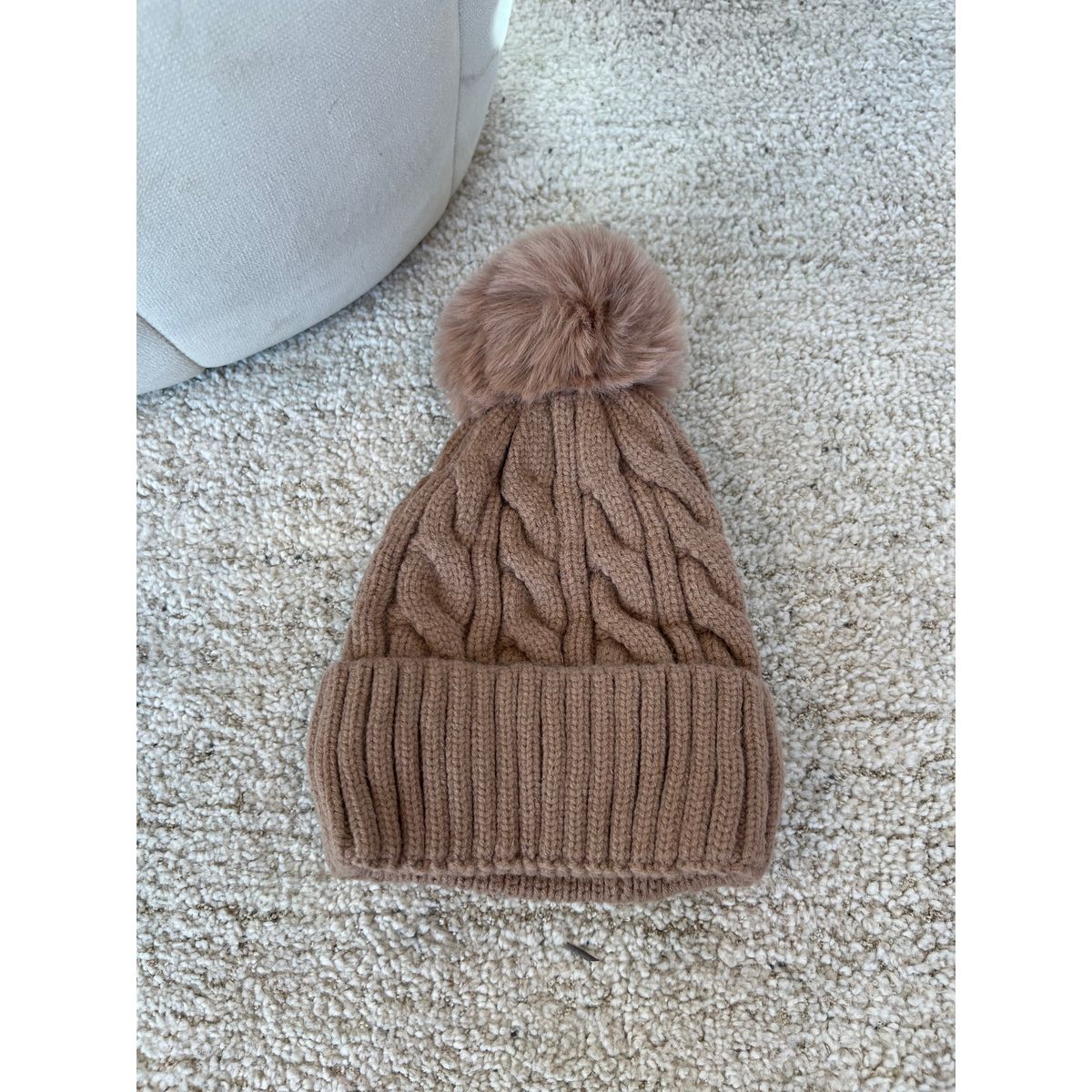 Camel pompom hat