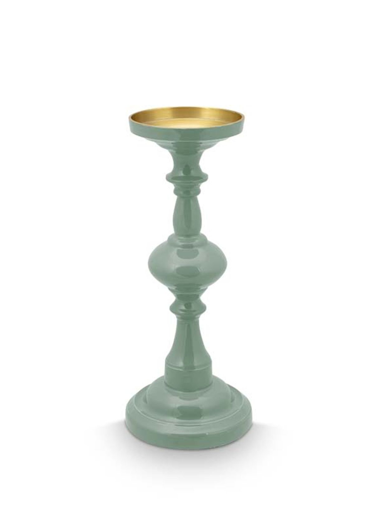 Candle Holder Medium Metal Green 34cm