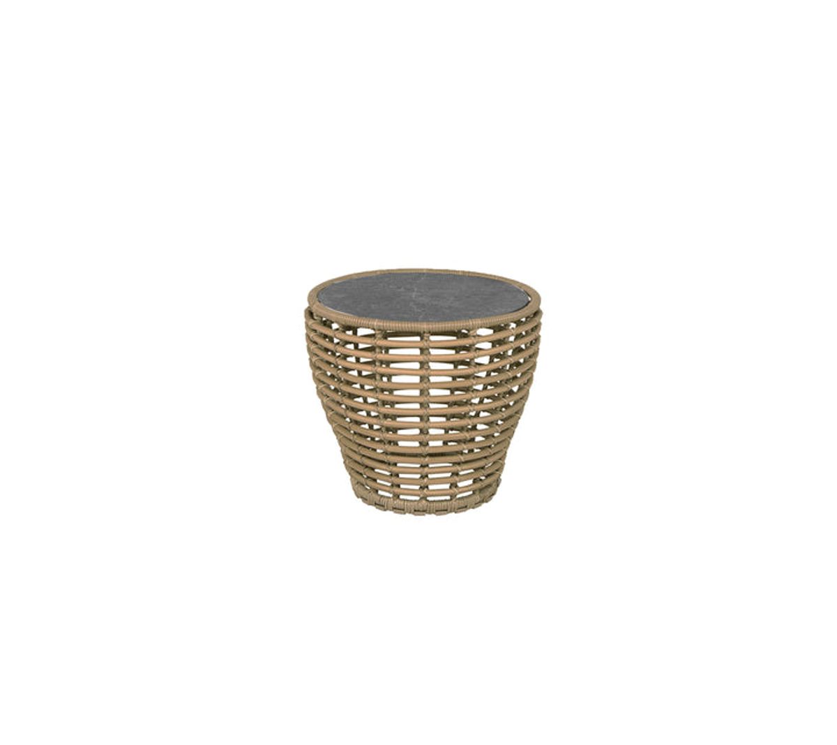 CANE-LINE BASKET LILLE SOFABORD M/ SORT BORDPLADE - NATURAL WEAVE 50