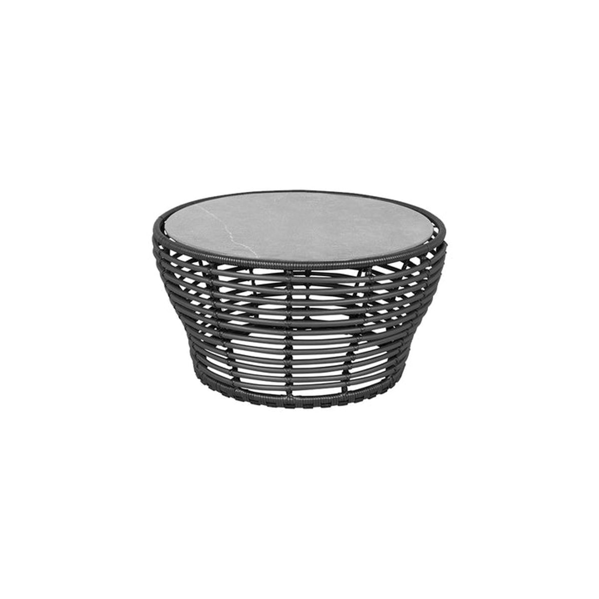 CANE-LINE BASKET MEDIUM SOFABORD M/ GRÅ BORDPLADE - GRAPHITE WEAVE 75