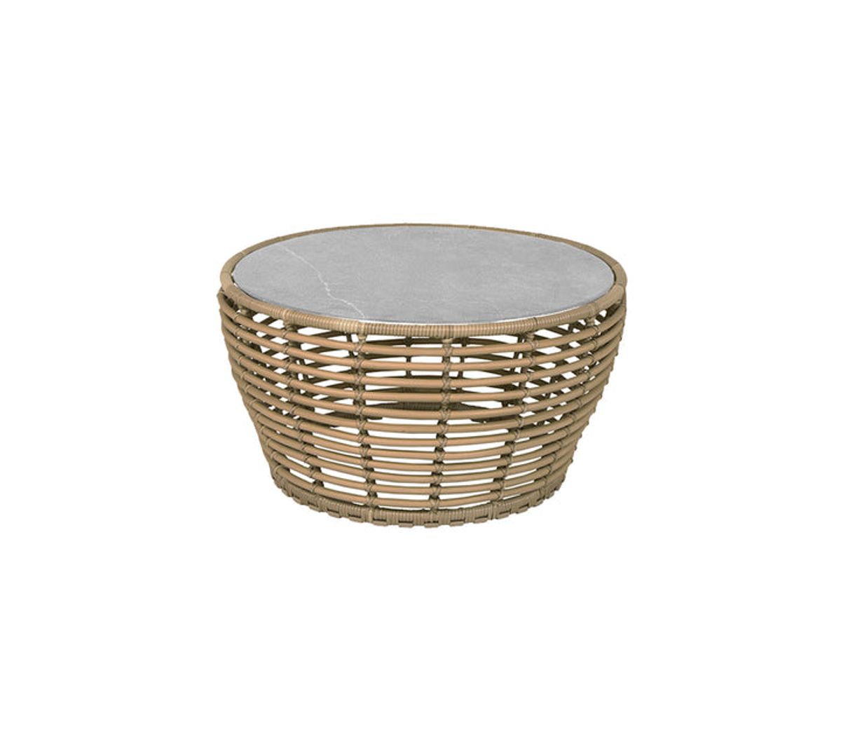 CANE-LINE BASKET MEDIUM SOFABORD M/ GRÅ BORDPLADE - NATURAL WEAVE 75