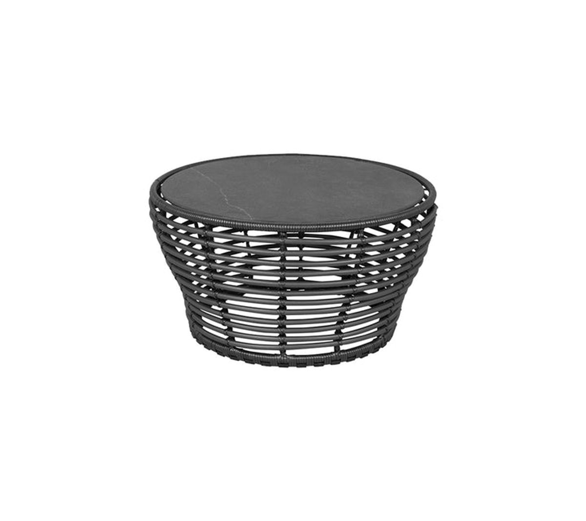 CANE-LINE BASKET MEDIUM SOFABORD M/ SORT BORDPLADE - GRAPHITE WEAVE 75