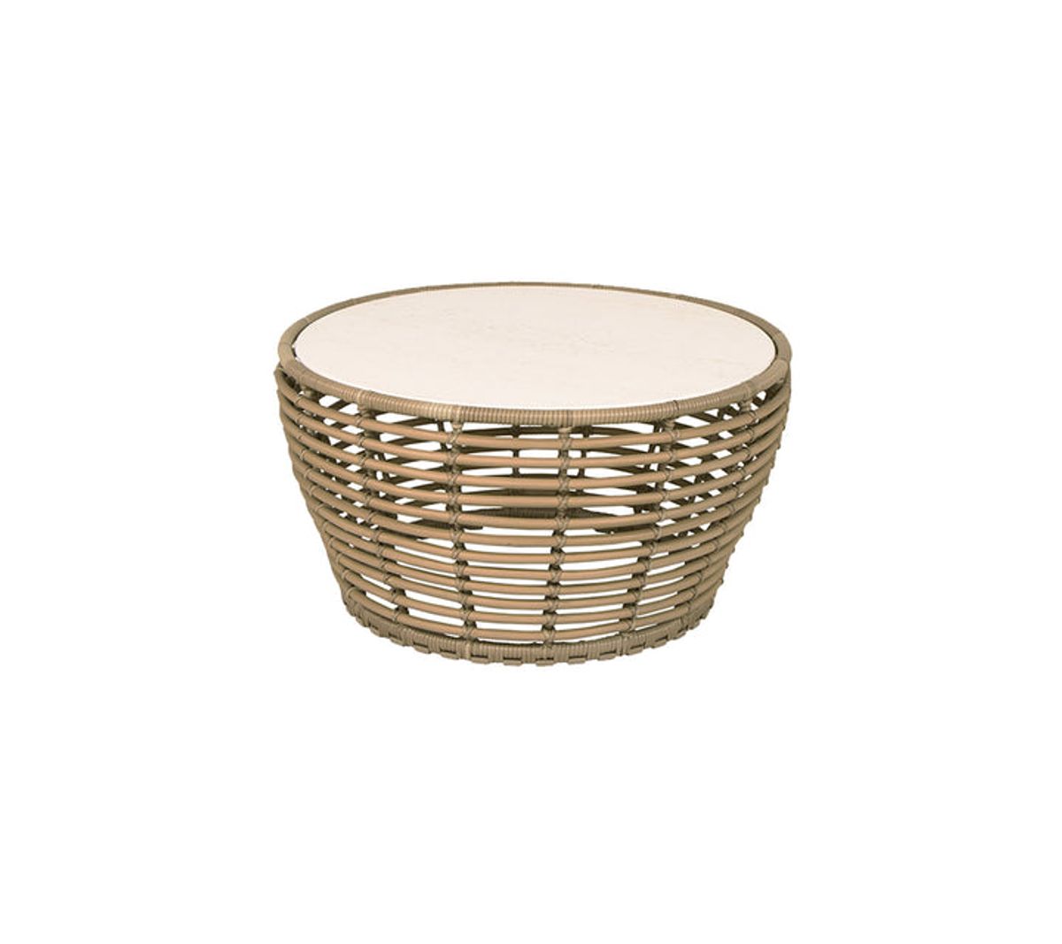 CANE-LINE BASKET MEDIUM SOFABORD M/TRAVERTINE LOOK BORDPLADE - NATURAL WEAVE 75