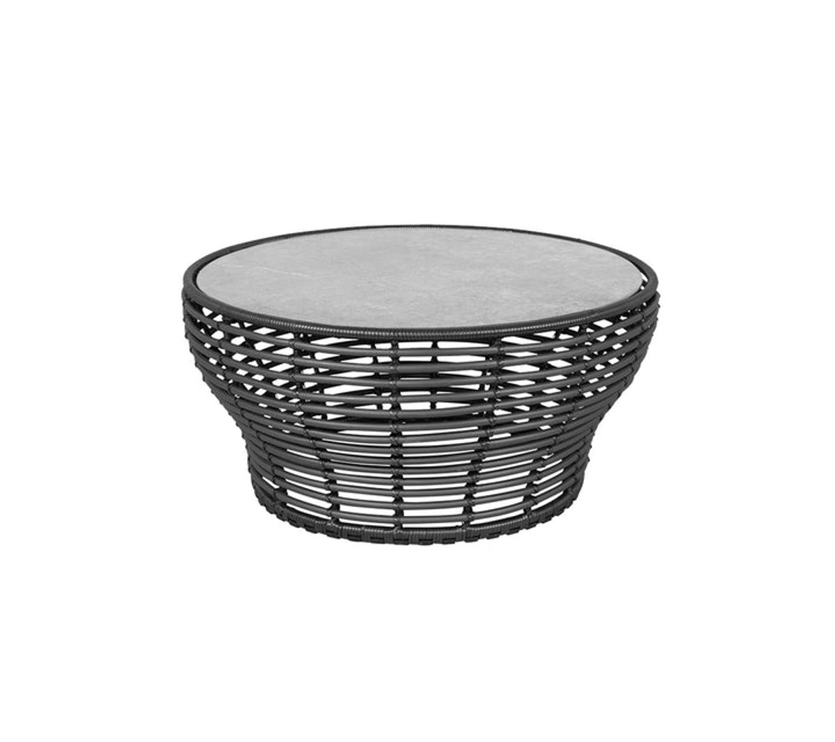 CANE-LINE BASKET STOR SOFABORD M/ GRÅ BORDPLADE - GRAPHITE WEAVE 95