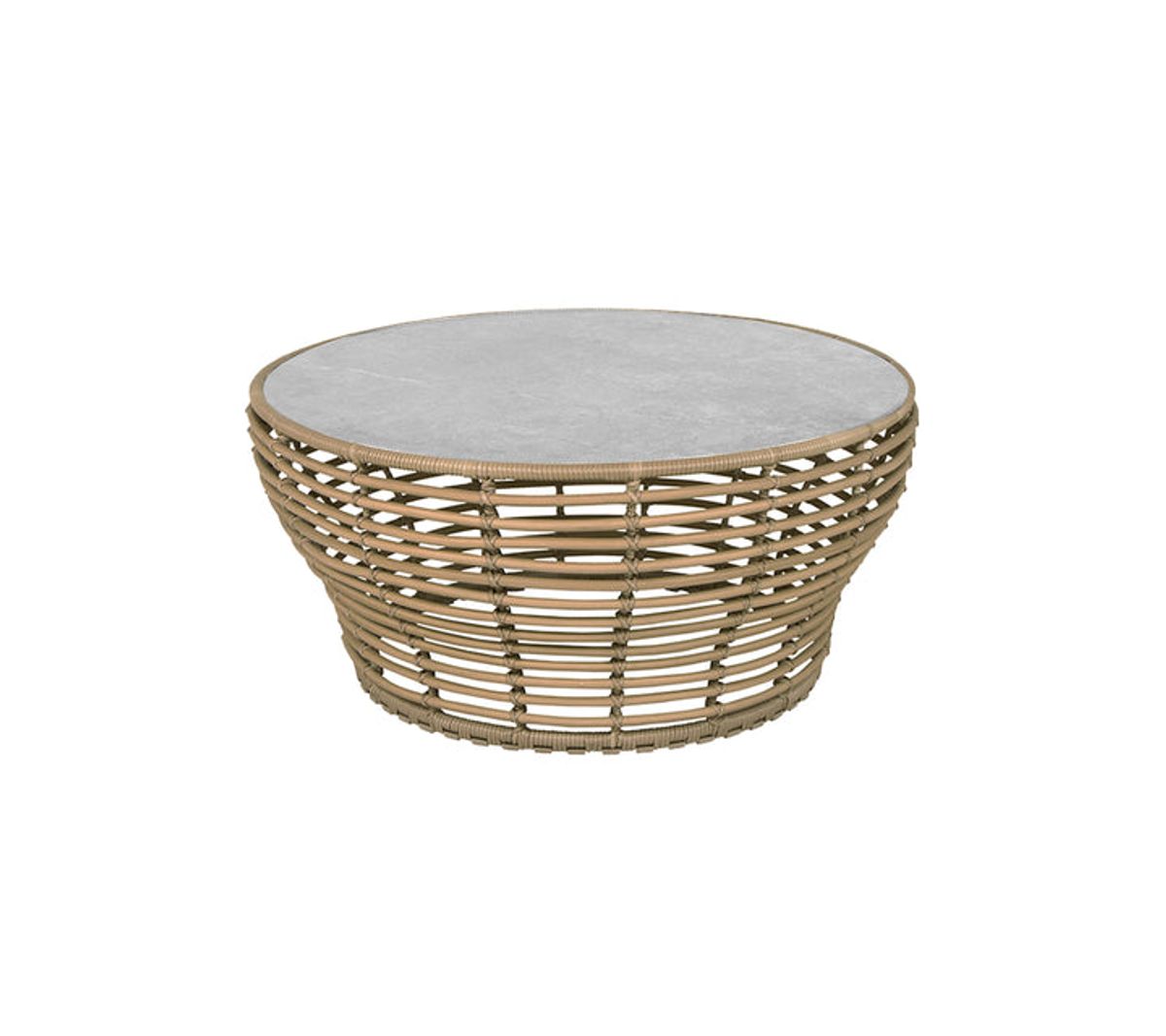 CANE-LINE BASKET STOR SOFABORD M/ GRÅ BORDPLADE - NATURAL WEAVE 95