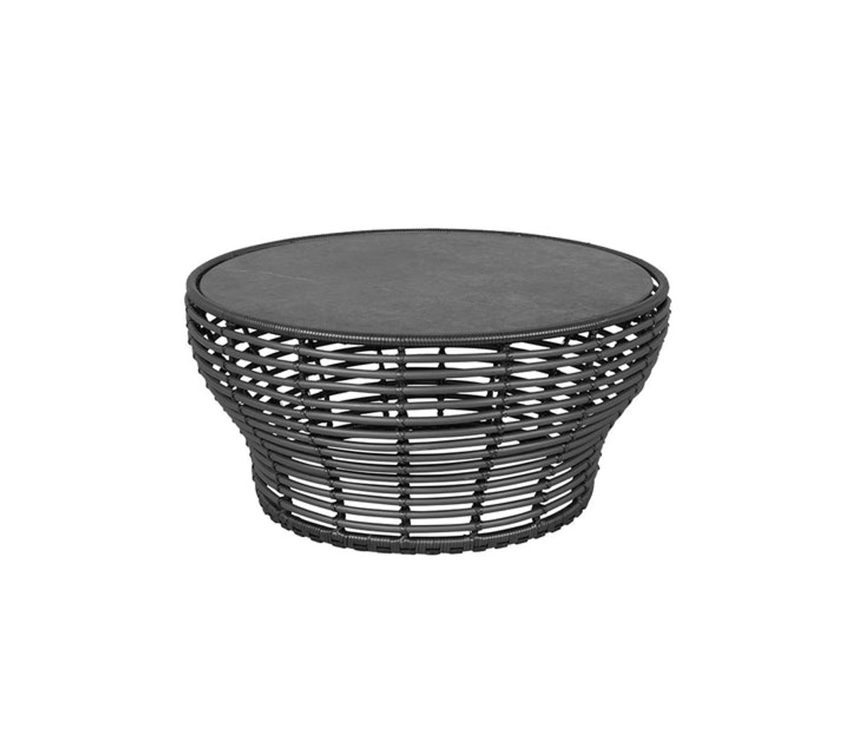 CANE-LINE BASKET STOR SOFABORD M/ SORT BORDPLADE - GRAPHITE WEAVE 95