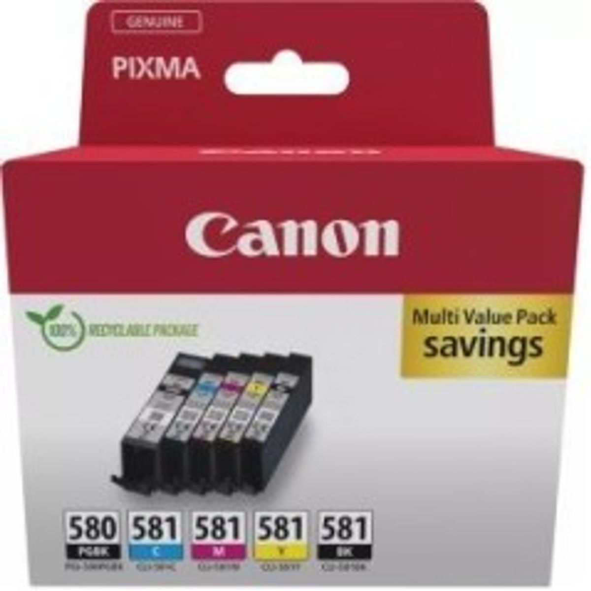 Canon PGI 580/CLI-581 PGBK/C/M/Y/BK Multi Pack Sort Gul Cyan Magenta Pigmenteret sort Blækbeholder