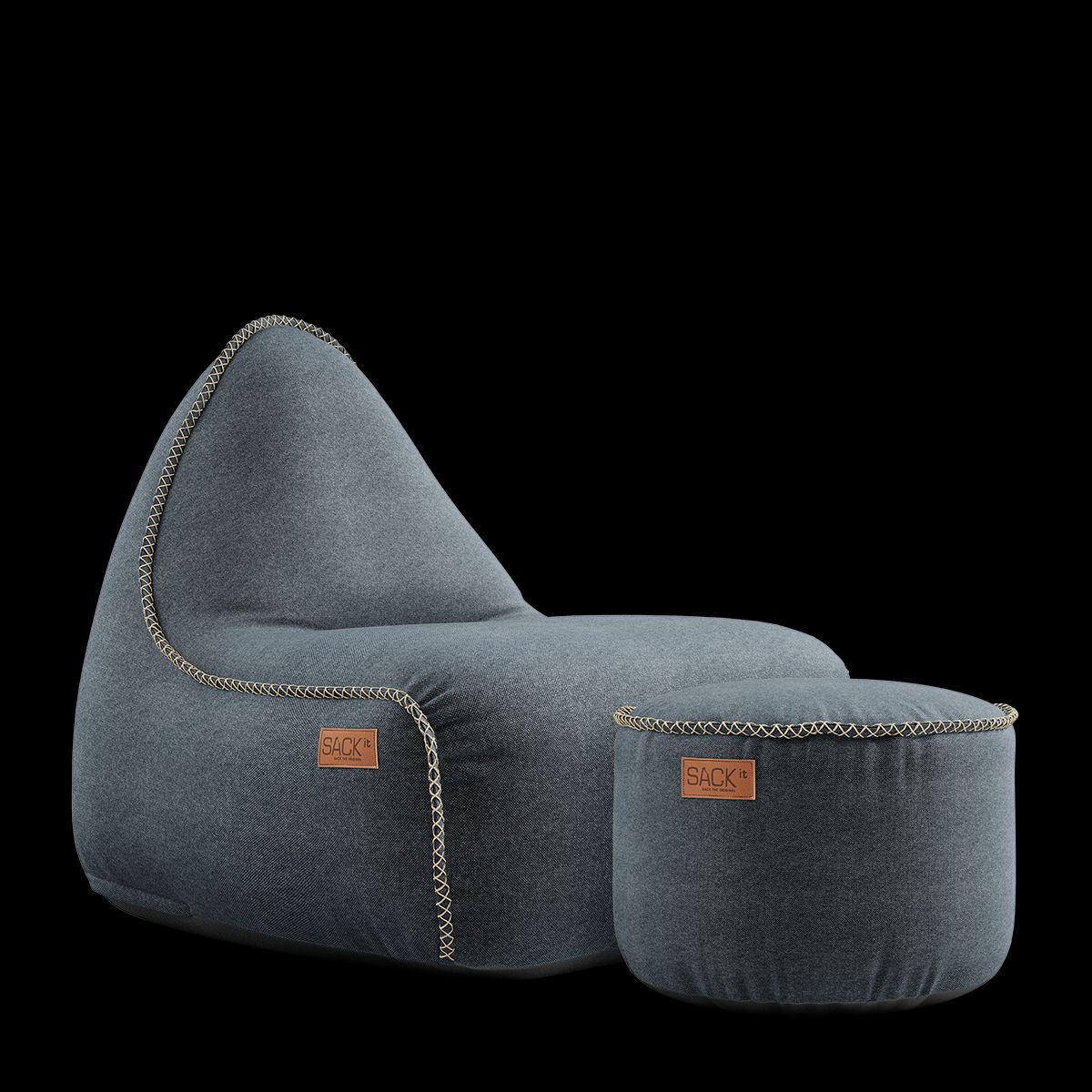 Canvas Lounge Chair & Pouf