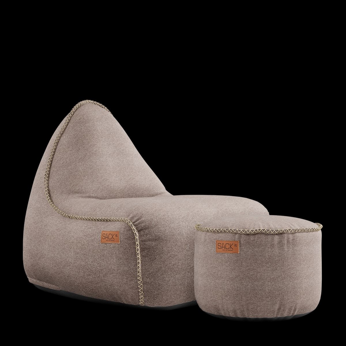 Canvas Lounge Chair & Pouf