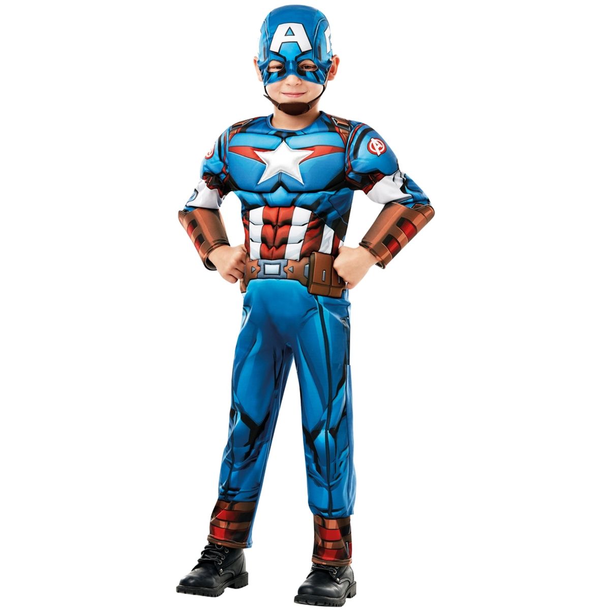 Captain America Deluxe udklædningsdragt og maske str. 3-4 år