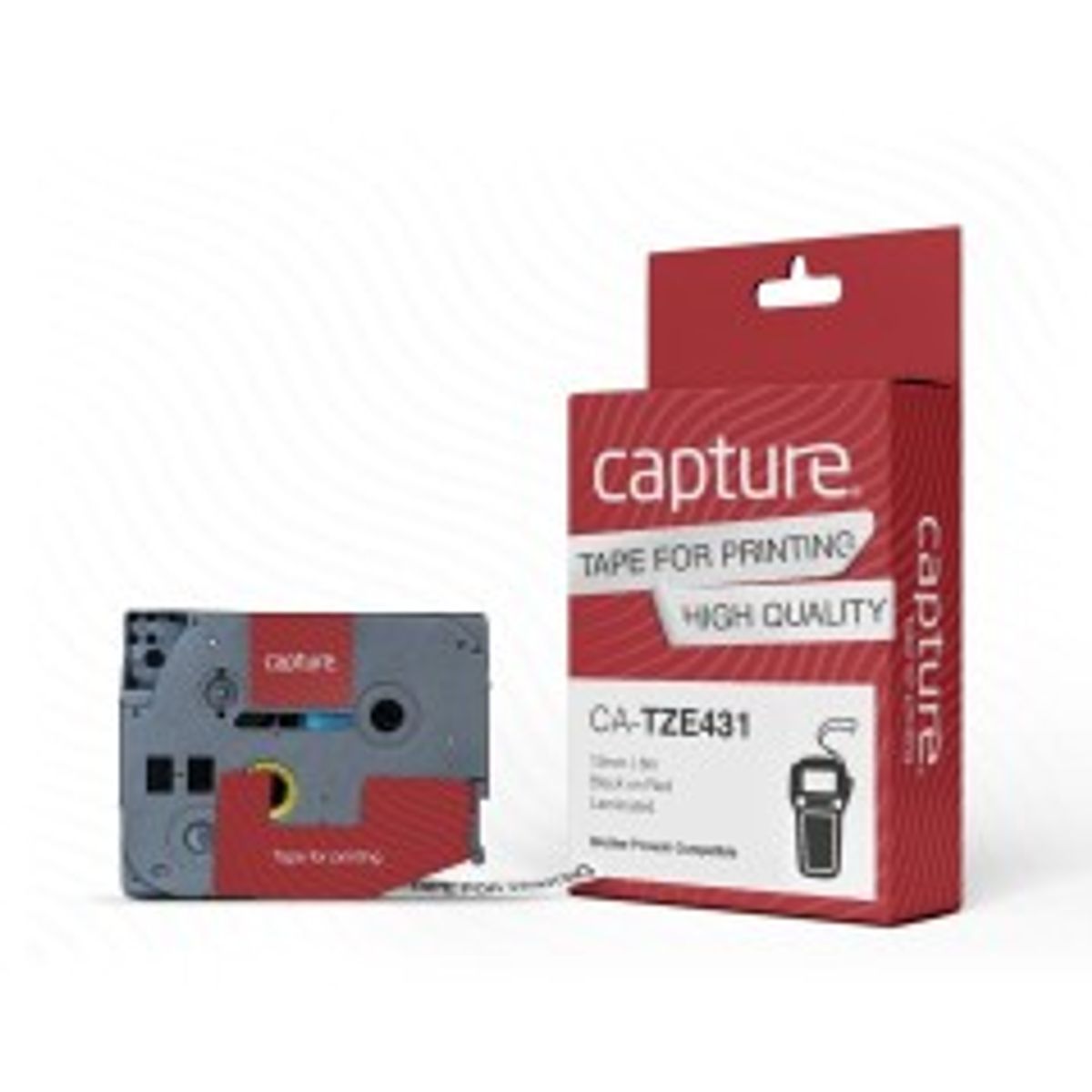 Capture 12mm x 8m Black on Red Tape