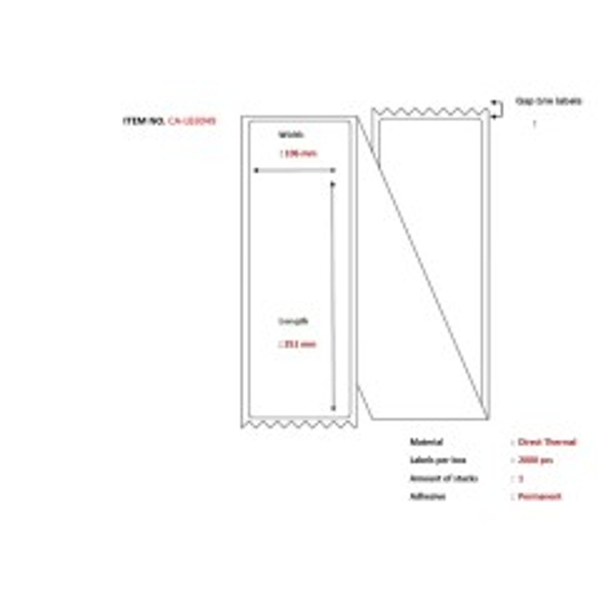 Capture Label 106x251, Core Fanfold.