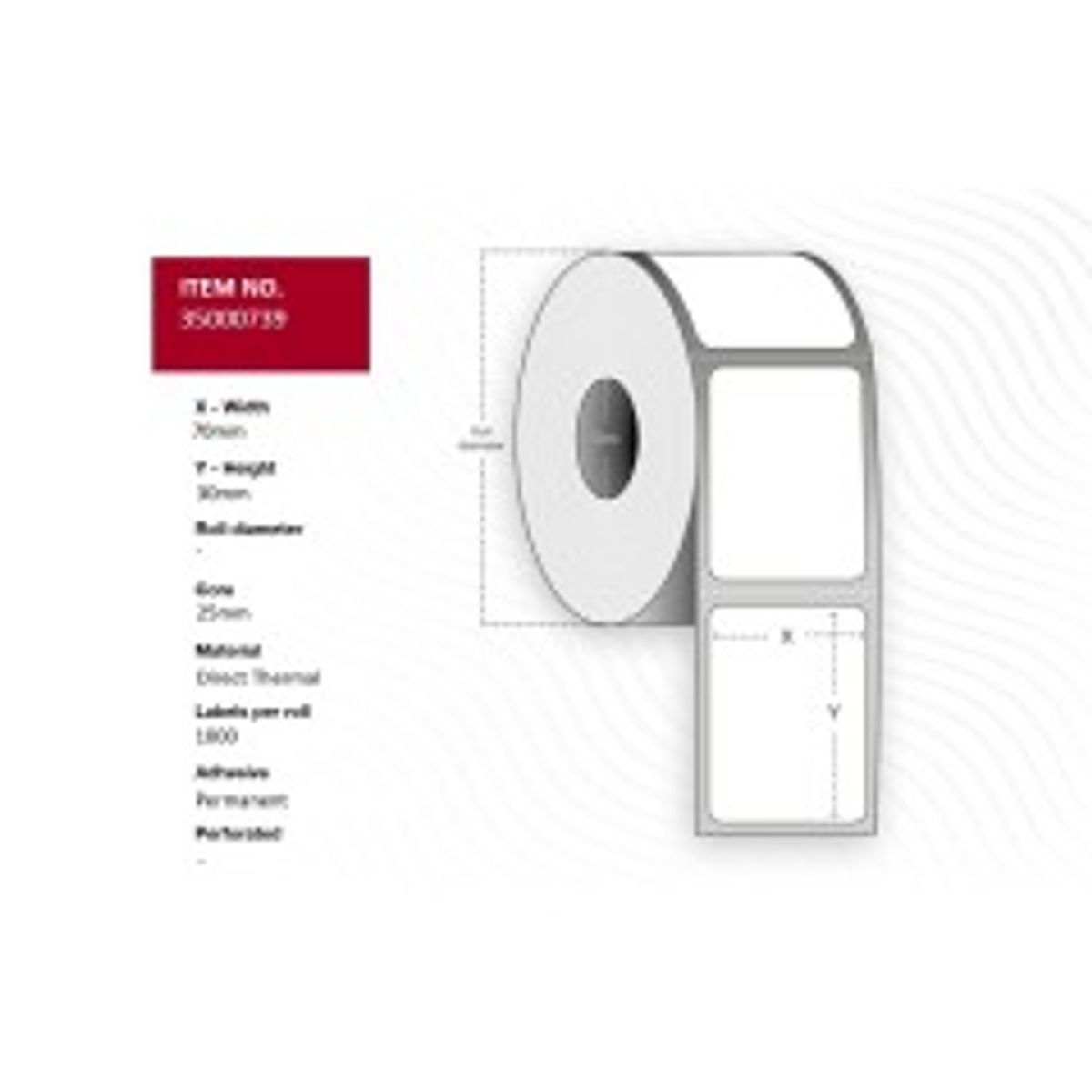 Capture Label 70x30 - Core 25. White.