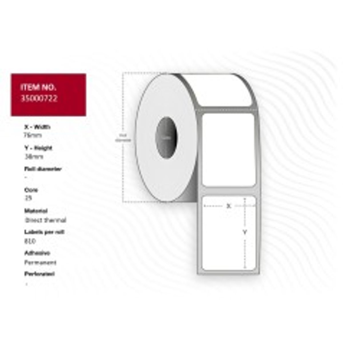 Capture Label 76x38 - Core 25. White.