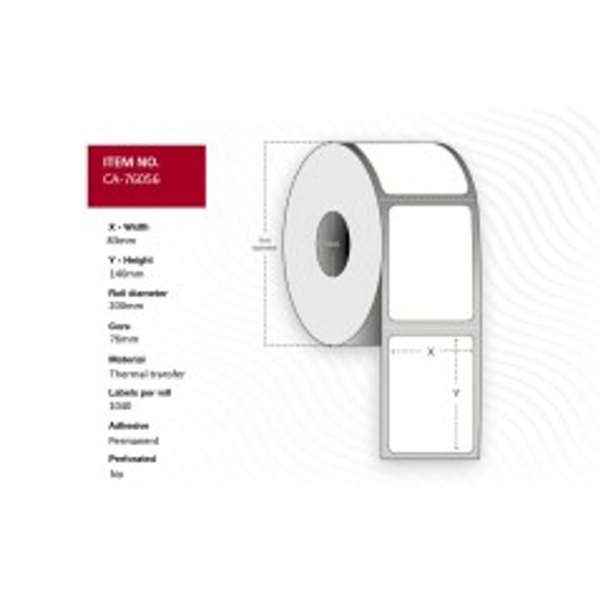 Capture Label 83 x 140mm, Core 76mm.