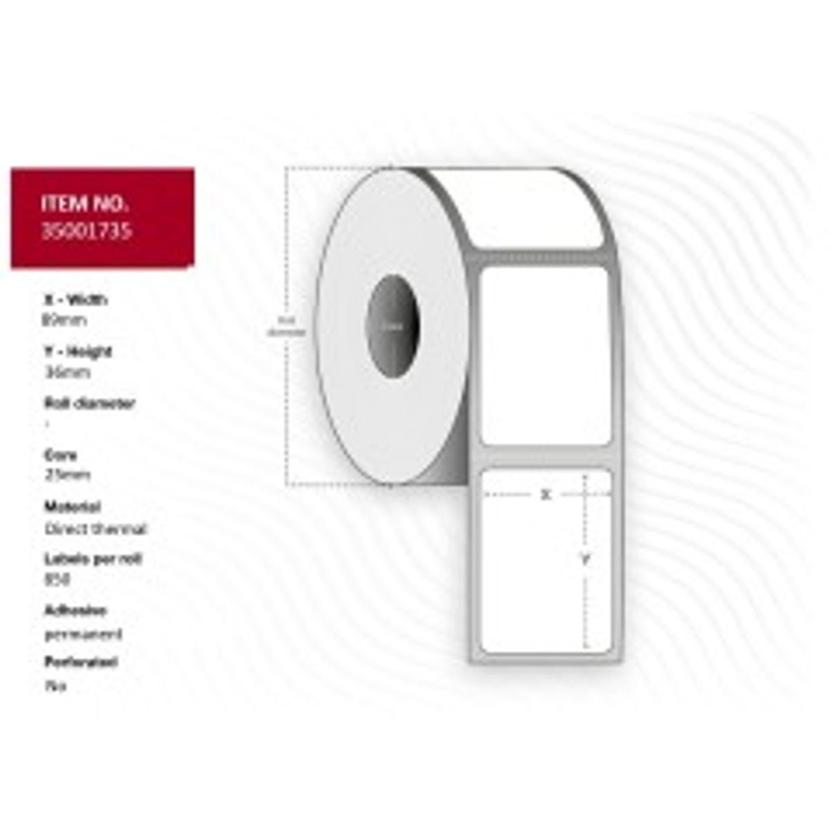 Capture Label 89x36 - Core 25. White.