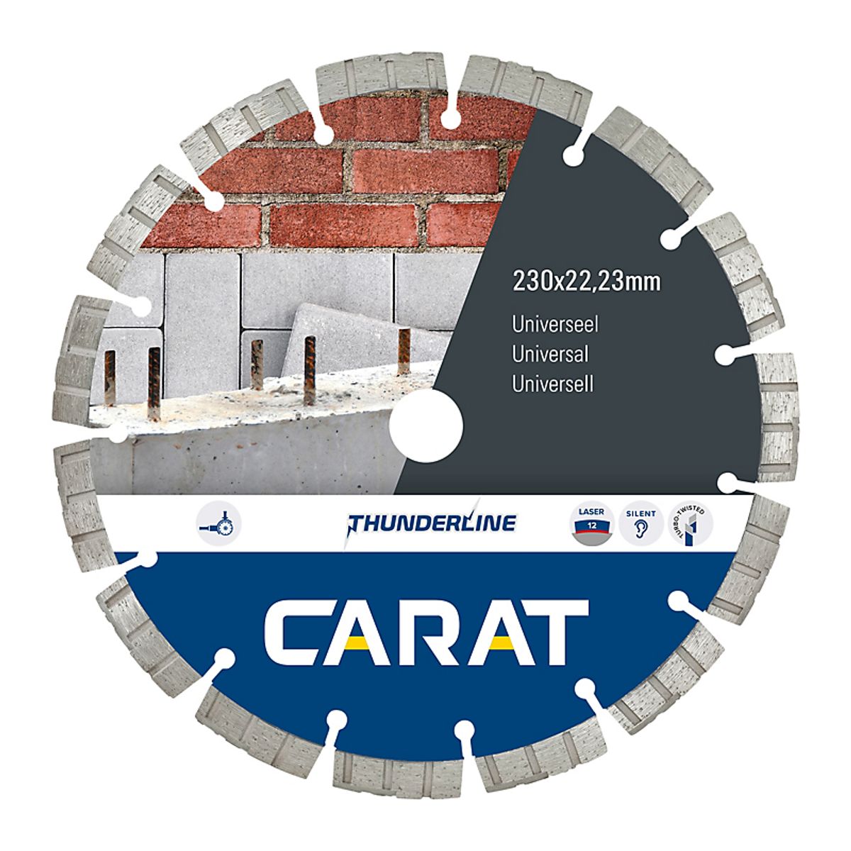 Carat Thunderline Diamant Klinge universal Ø230mm. Lyddæmpet, 11,5mm lasersvejst segmenter