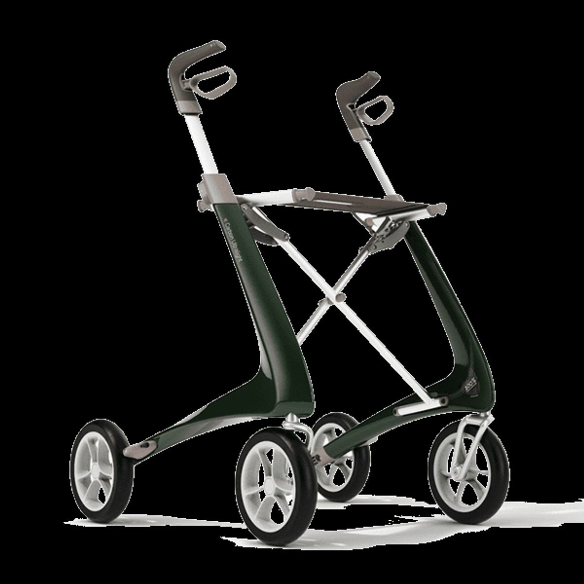 Carbon Ultralight Rollator - Bred (sæddebredde 47 cm) - Grøn - 62 cm.