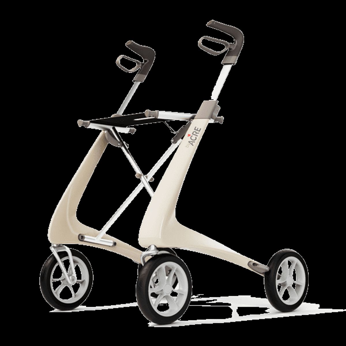 Carbon Ultralight Rollator - Bred (sæddebredde 47 cm) - Hvid - 62 cm.