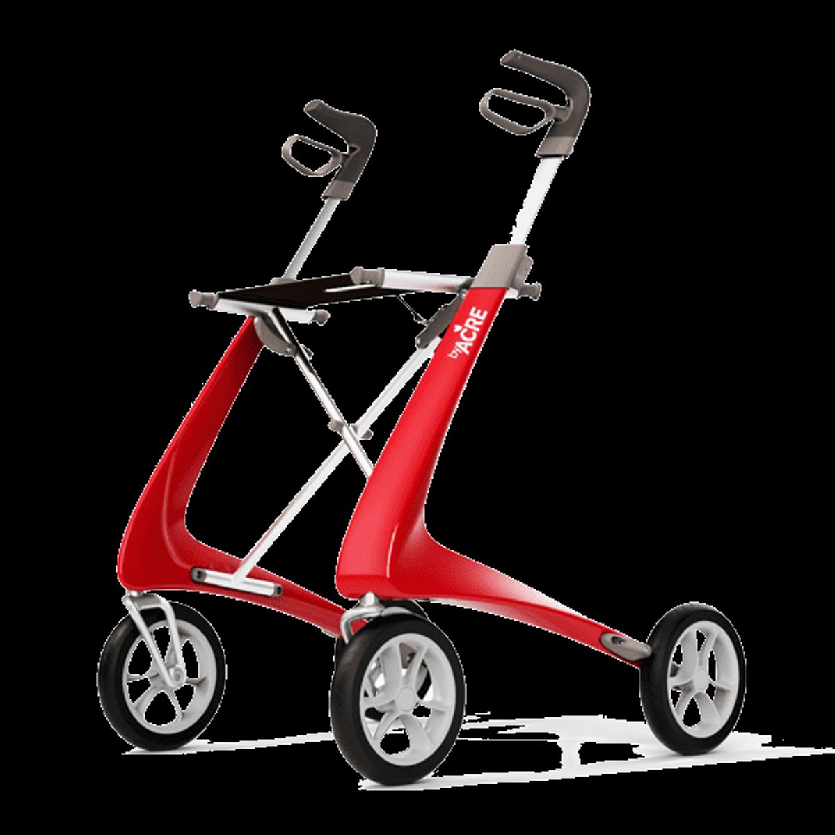 Carbon Ultralight Rollator - Bred (sæddebredde 47 cm) - Rød - 62 cm.