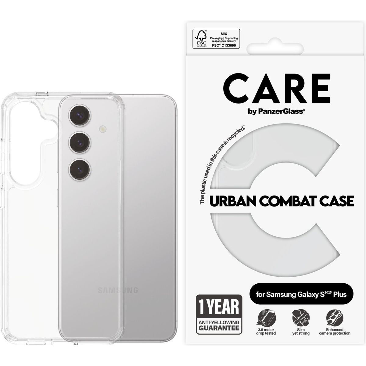 Care By Panzerglass Flagship Case Transparent Urban Combat W. Clear Frame Samsung Galaxy S 2025 Plu