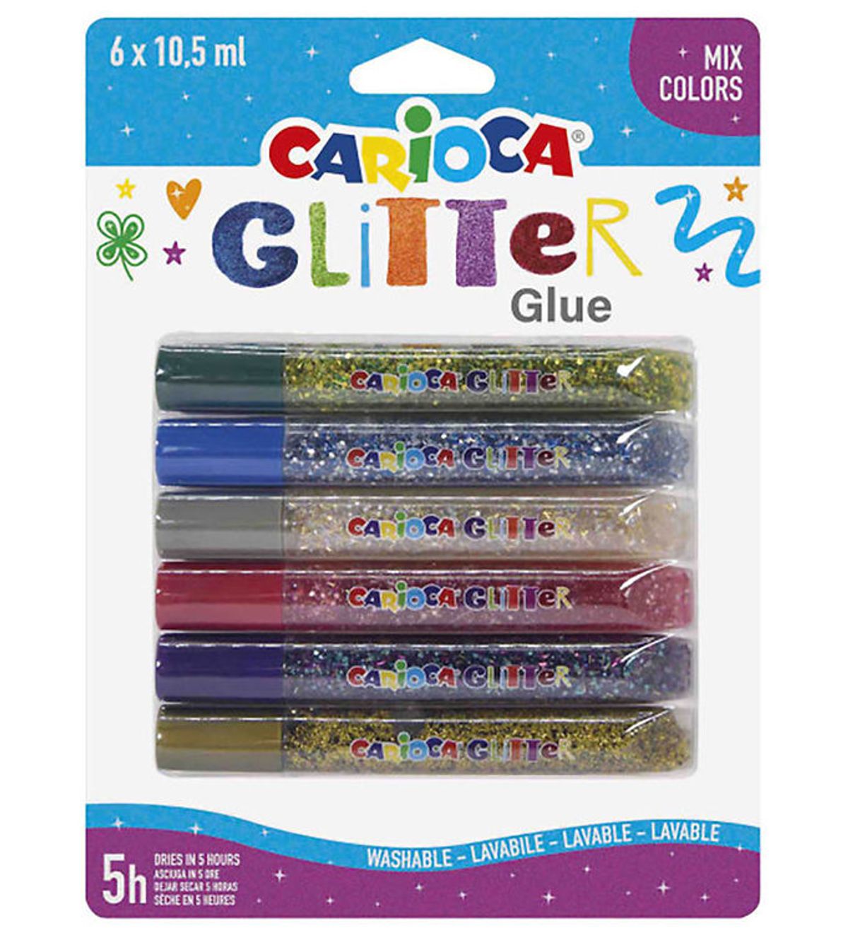 Carioca Glitterlim - 6 stk - Multifarvet